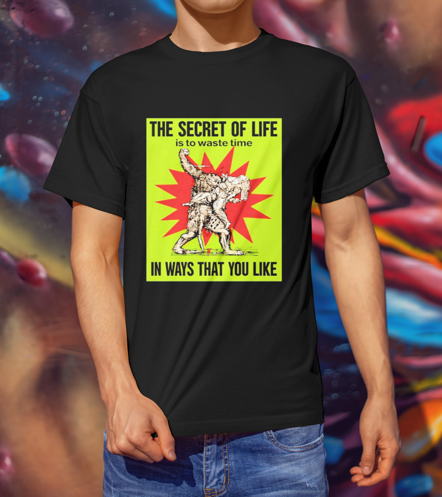 The Secret Of Life Is To Waste Time In Ways That You Like Comic Style Red Burst T-Shirt