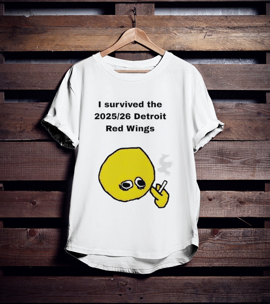 Smoking I Survived The 2025 26 Detroit Red Wings Yellow Face Smoking T-Shirt