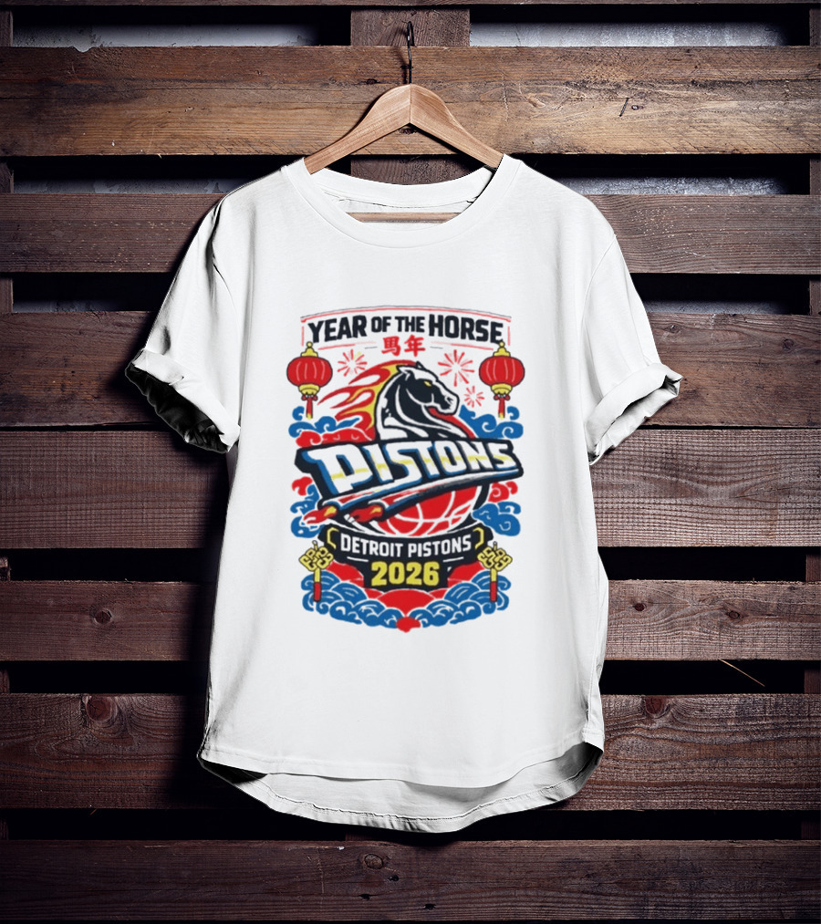 Detroit Pistons 2026 Year Of The Horse Chinese New Year Lanterns T-Shirt