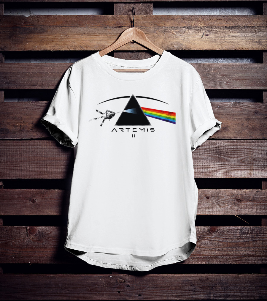 Artemis II Orion Space Program Dark Side Rainbow Triangle T-Shirt