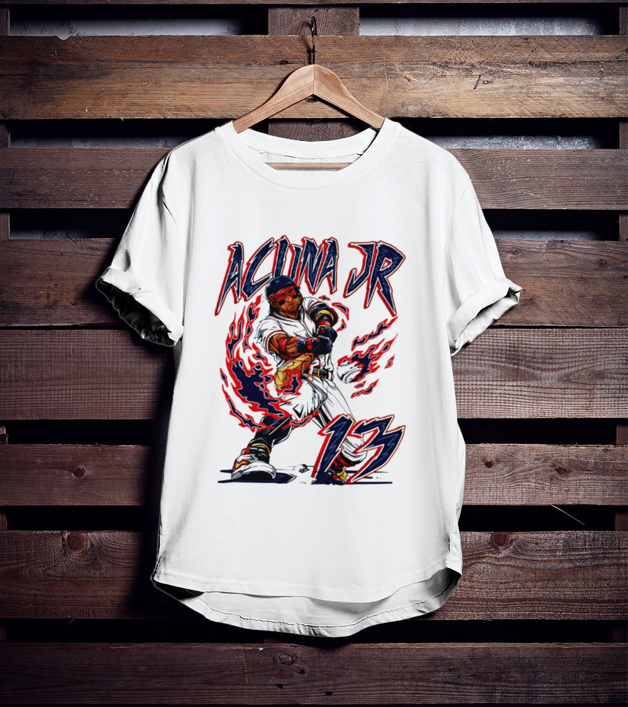Ronald Acuna Jr Atlanta Braves 13 Hand Drawn Baseball T-Shirt