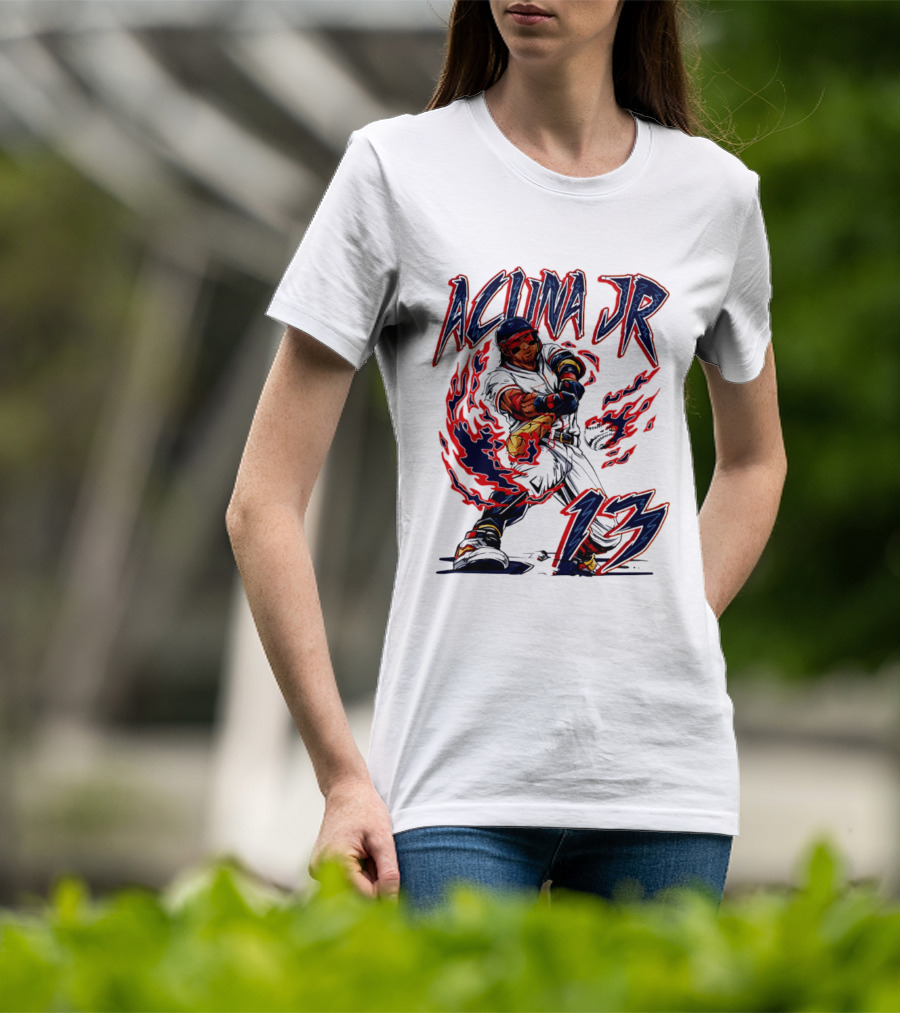 Ronald Acuna Jr Atlanta Braves 13 Hand Drawn Baseball T-Shirt