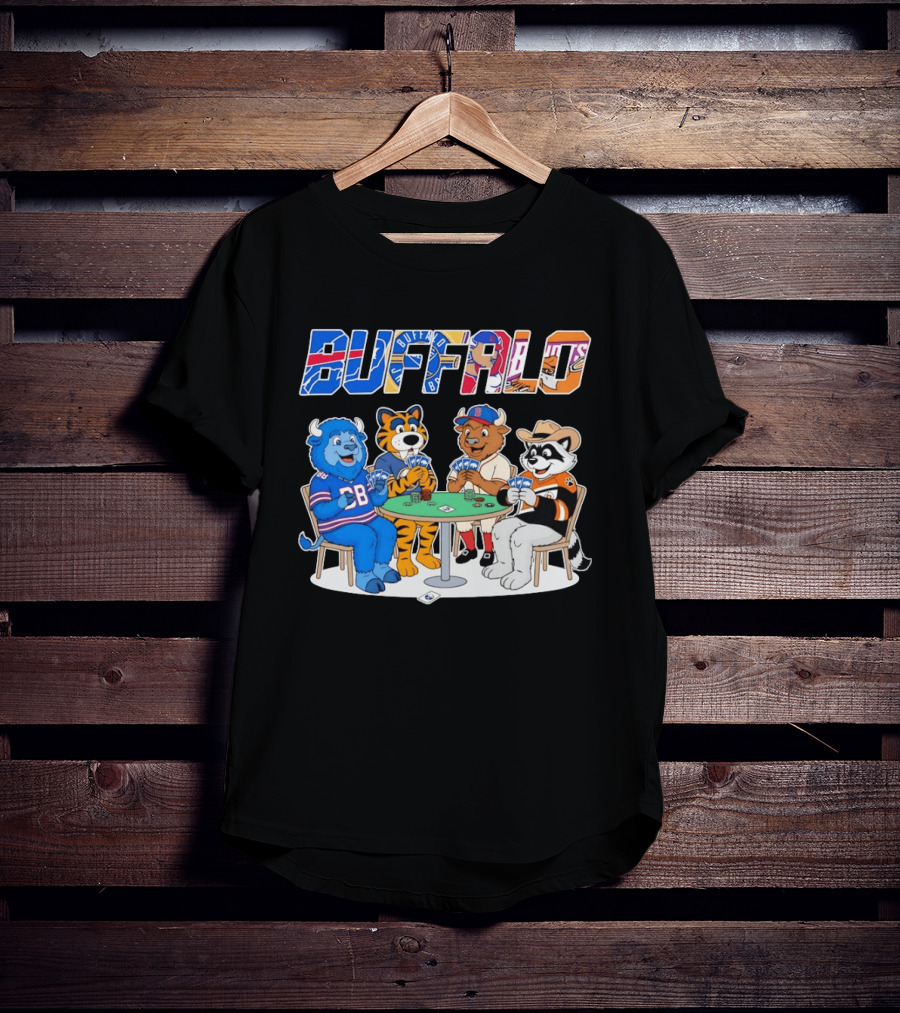 Buffalo Bisons Sabres Bills Rocket City Trash Pandas Playing Card Characters T-Shirt
