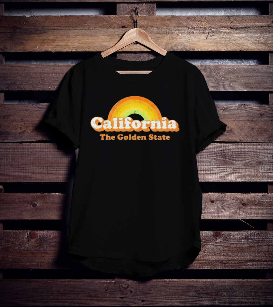 California The Golden State Retro Rainbow T-Shirt