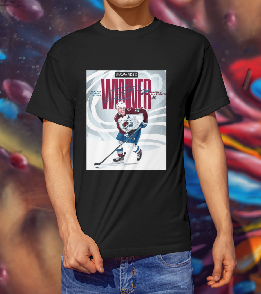 NHL 2026 Awards Rocket Richard Trophy Nathan MacKinnon Winner T-Shirt