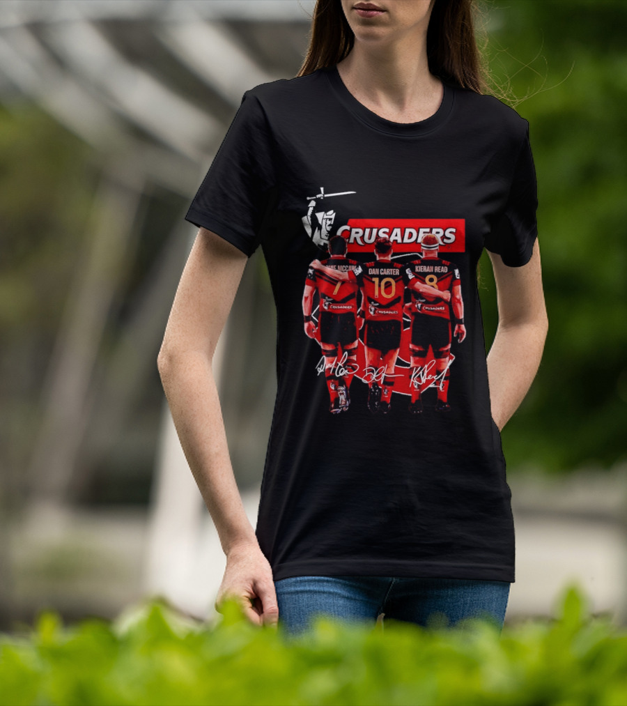 Crusaders Dan Carter Richie McCaw Kieran Read Signatures Rugby Legends Trio T-Shirt