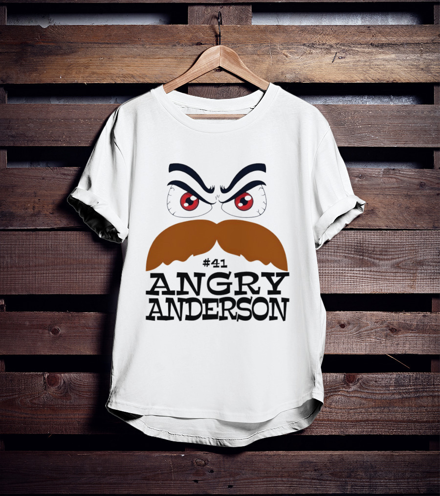 Angry Anderson #41 Big Face Brown Mustache Red Eyes T-Shirt