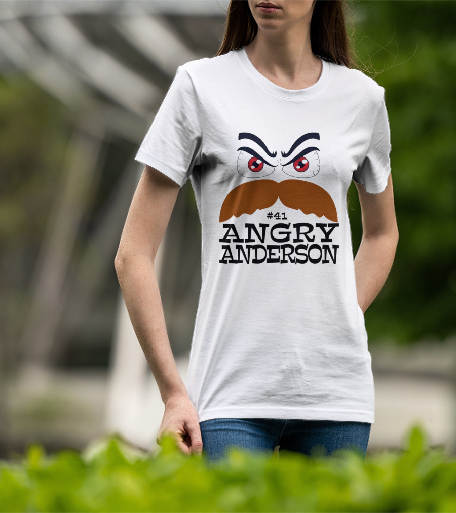 Angry Anderson #41 Big Face Brown Mustache Red Eyes T-Shirt