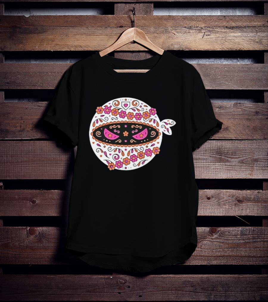 Dia De Los Muertos San Diego Padres Pitching Ninja Baseball Skull Floral T-Shirt