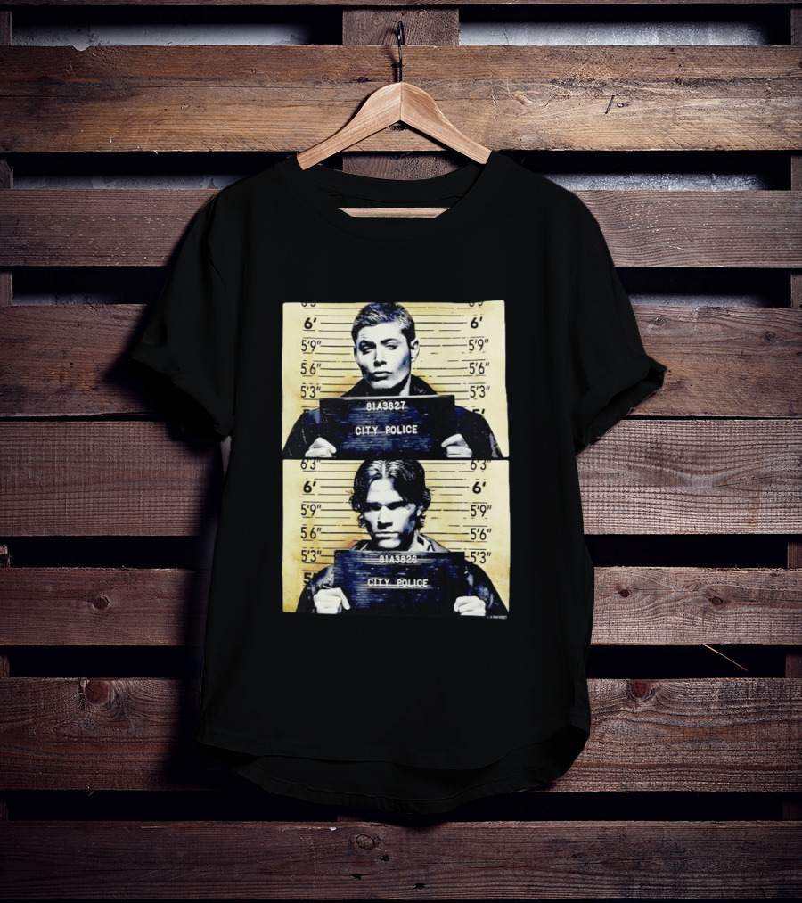 Supernatural Sam And Dean Winchester Shot City Police 81A3827 81A3826 T-Shirt