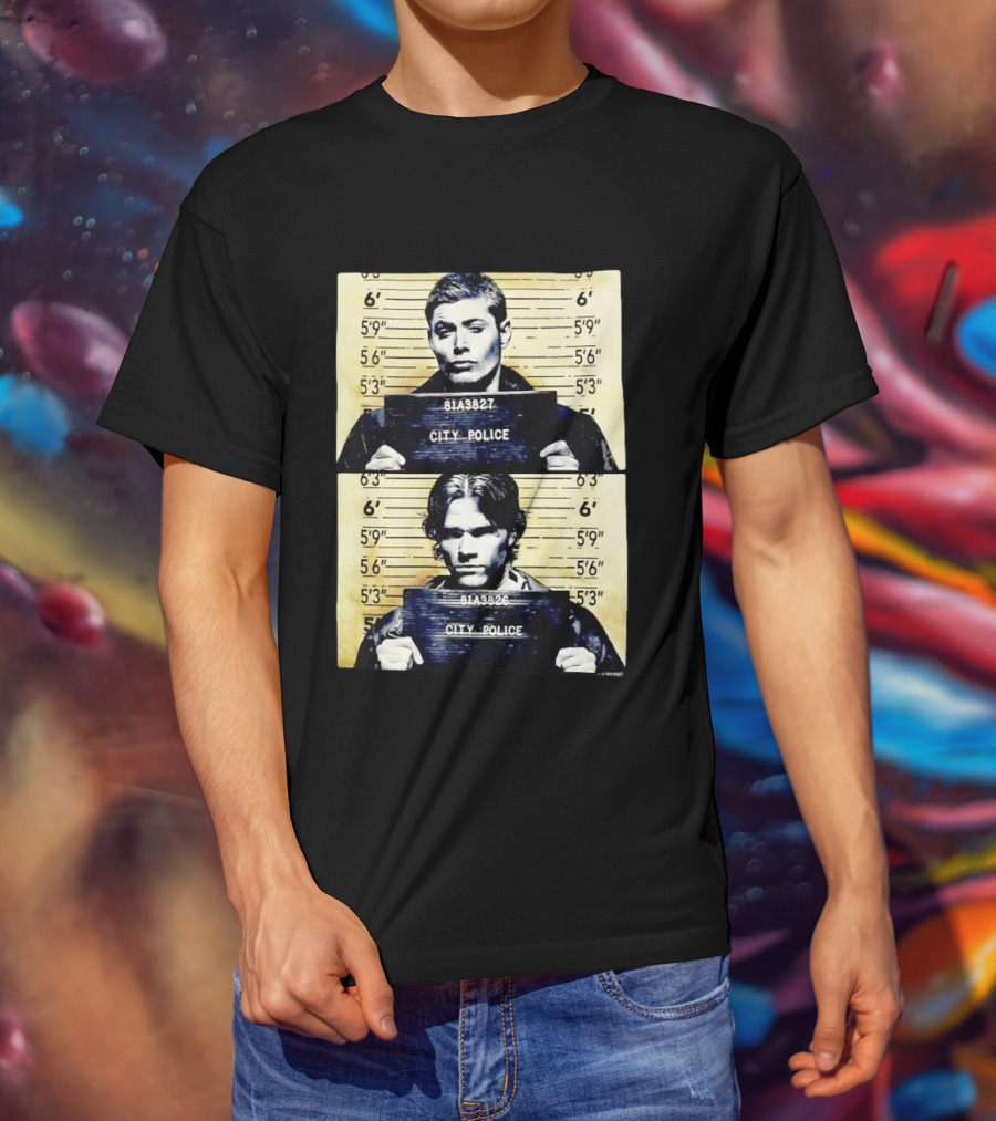 Supernatural Sam And Dean Winchester Shot City Police 81A3827 81A3826 T-Shirt