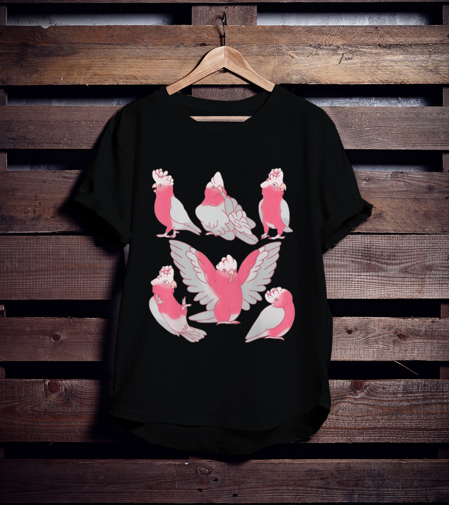 Galah Cockatoo Pink Parrot Birb Cute Cartoon Characters T-Shirt