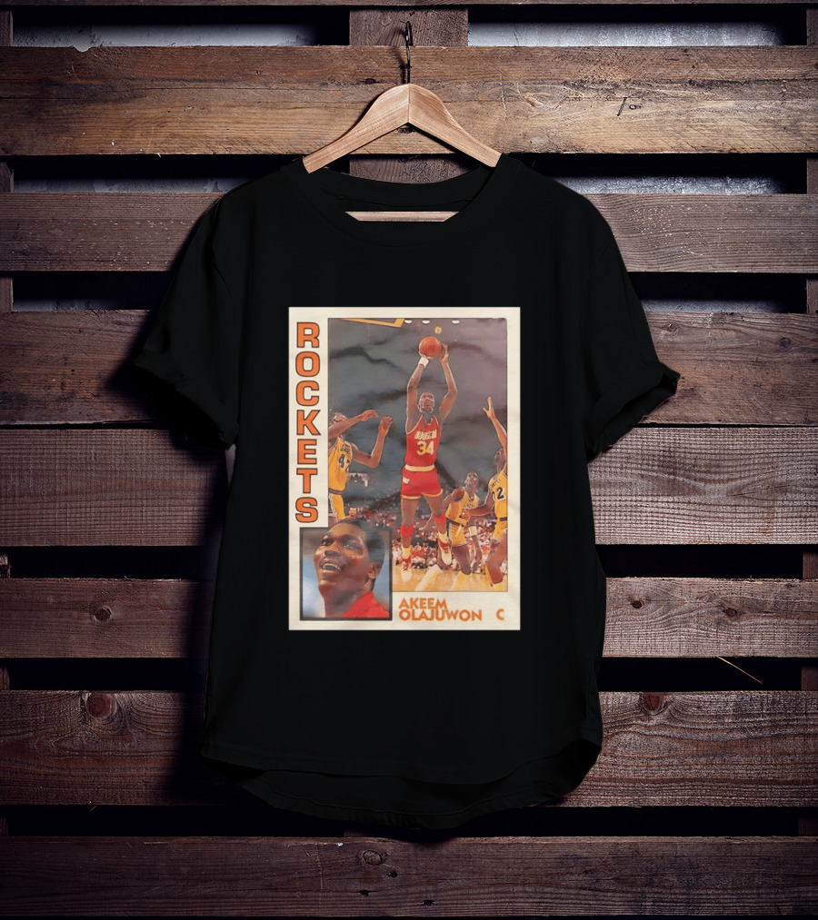 Hakeem Olajuwon Houston Rockets Vintage Basketball Card T-Shirt