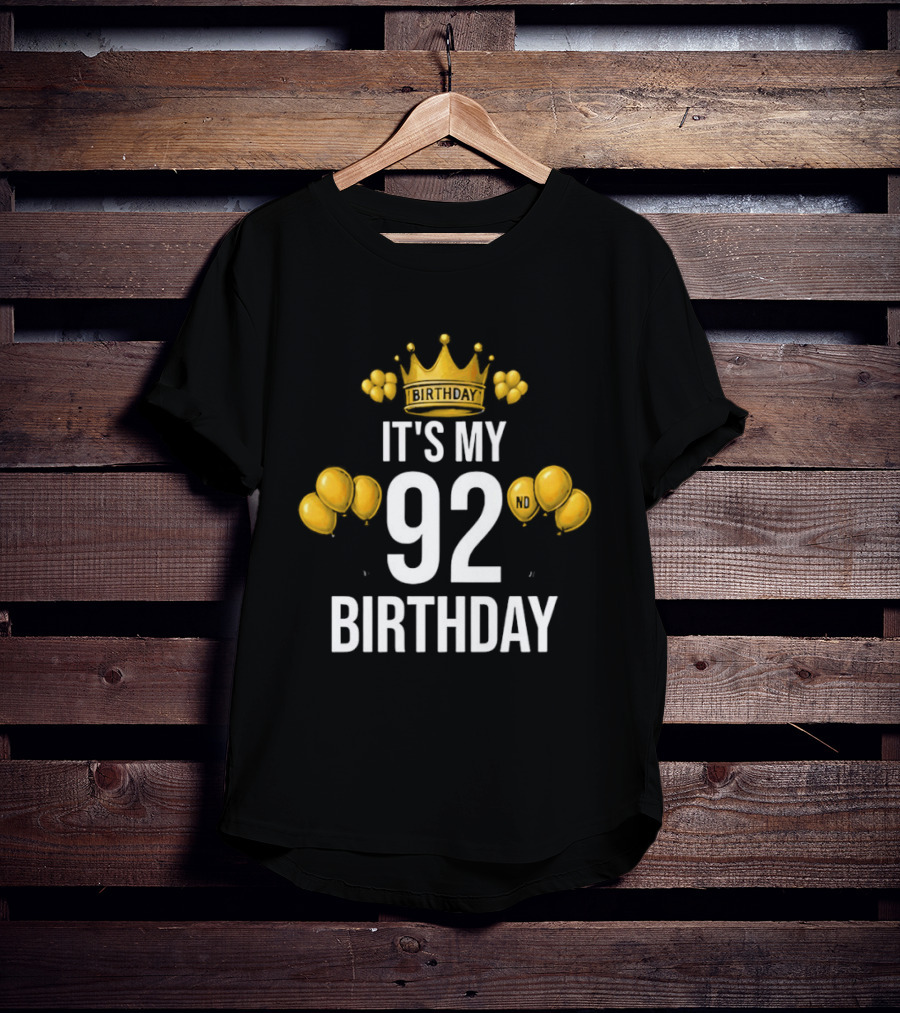 Golden Crown It's My 92nd Birthday Celebration With Paw Prints T-Shirt