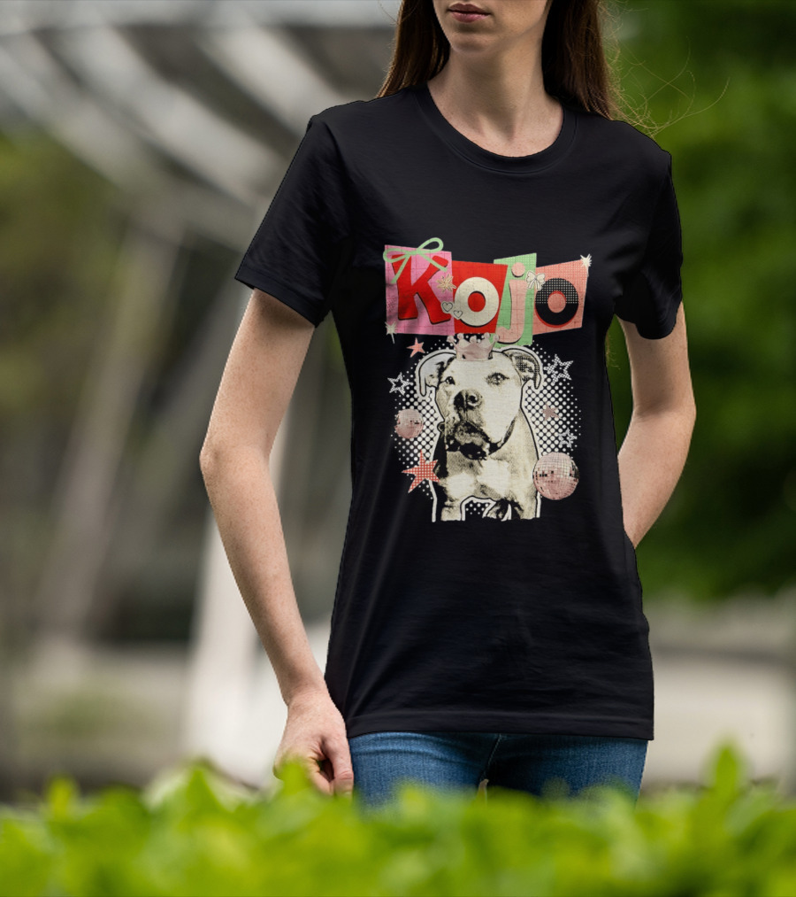 Kojo Dog Crown Retro Style Collage With Hearts And Stars T-Shirt