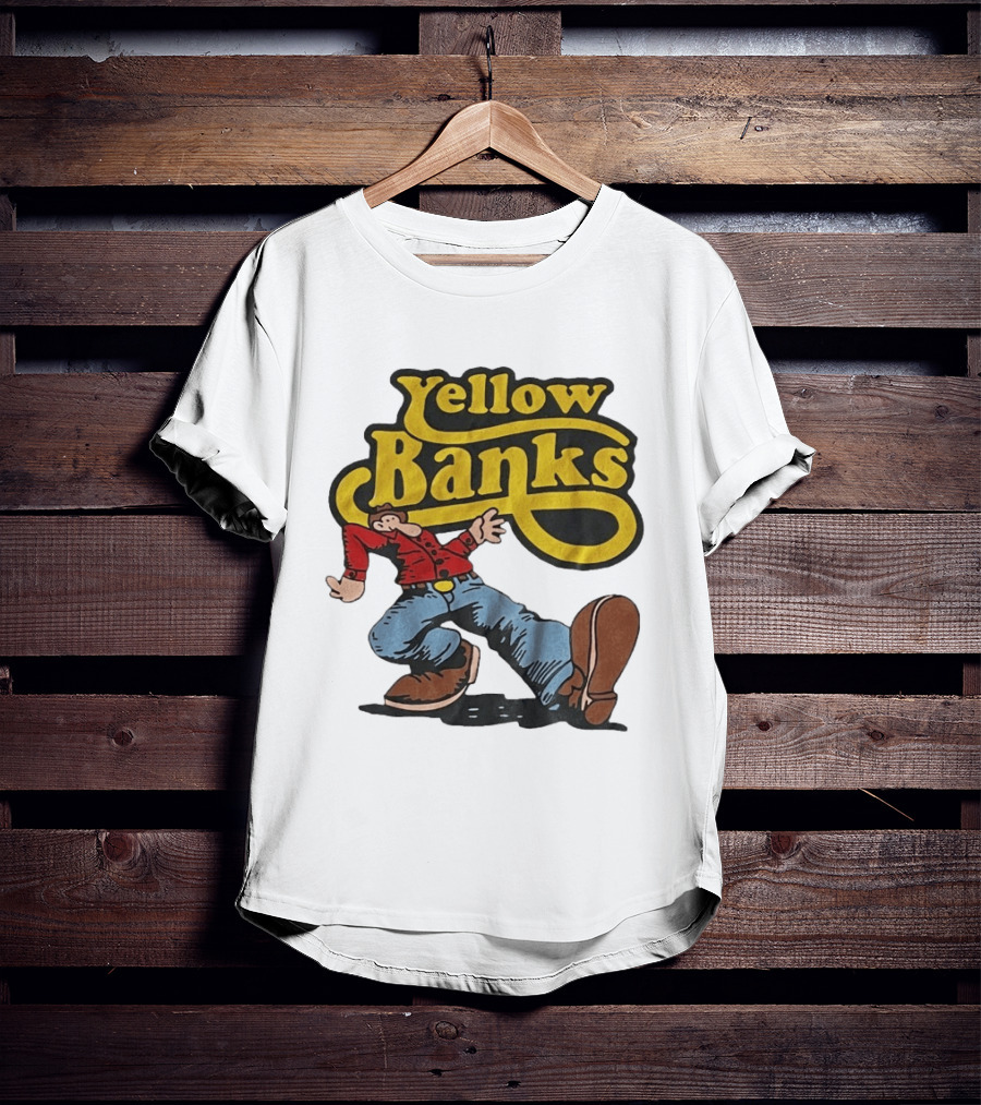 Yellow Banks Retro Cartoon Style Fun T-Shirt