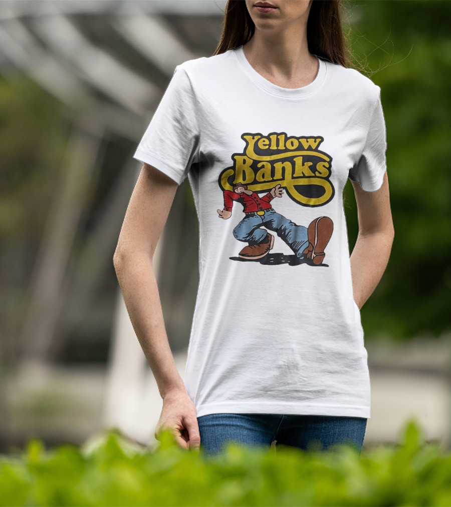 Yellow Banks Retro Cartoon Style Fun T-Shirt