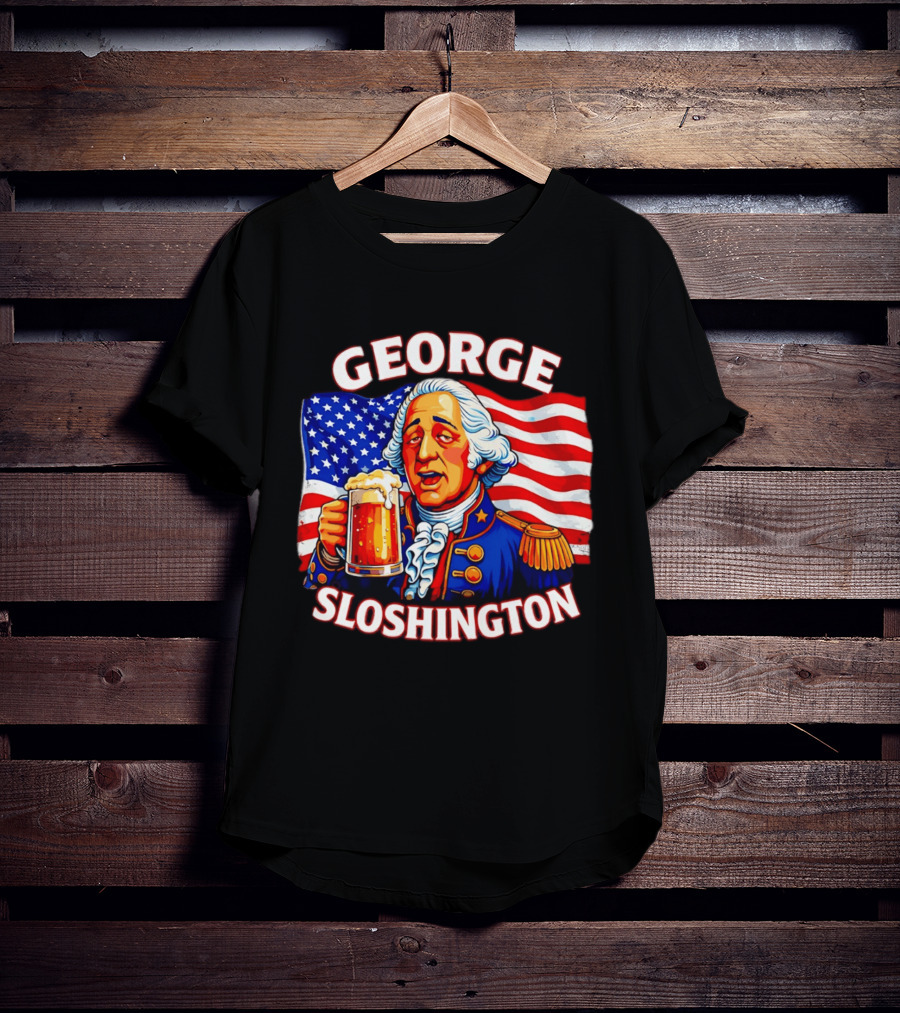 George Sloshington Patriotic Beer With American Flag T-Shirt