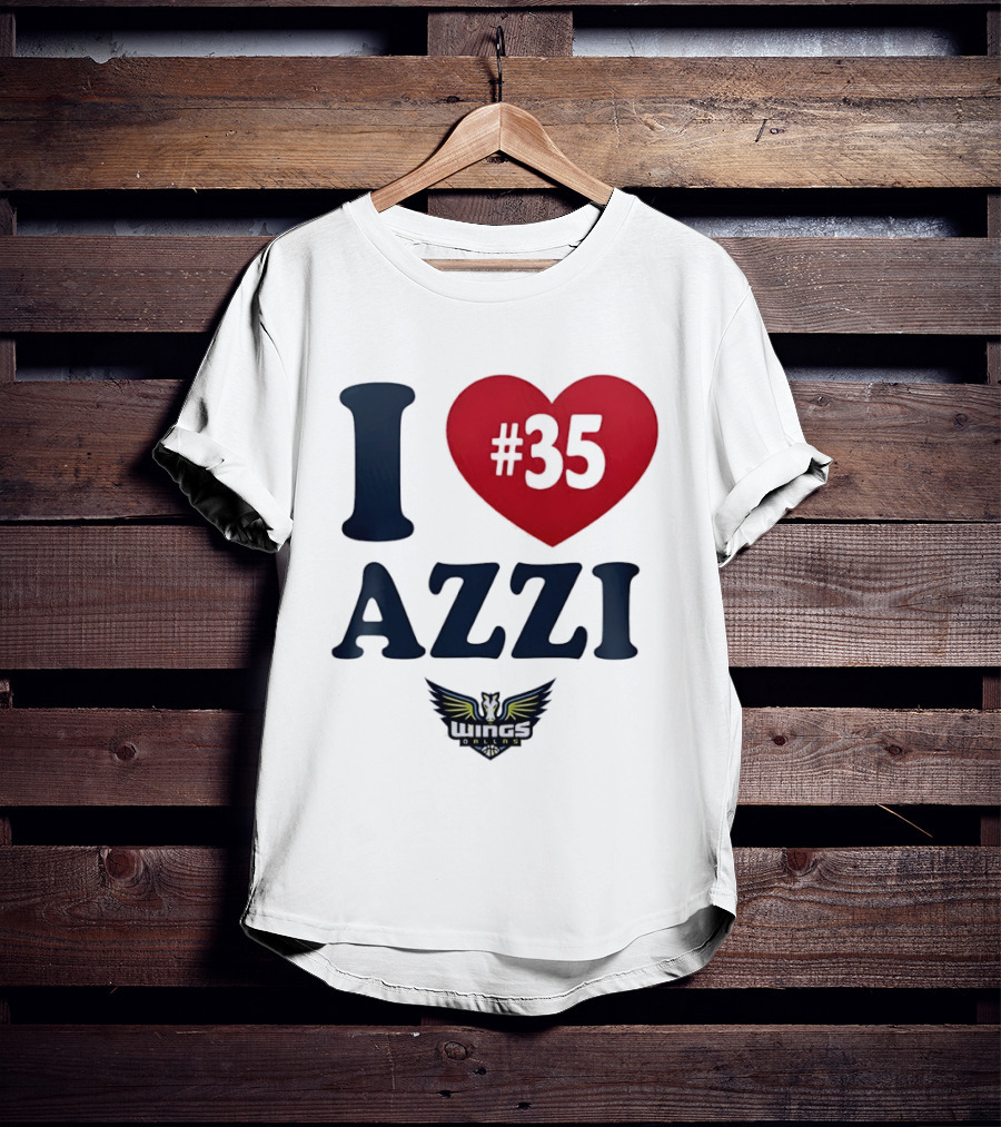 I Love Azzi Fudd Heart 35 Dallas Wings WNBA T-Shirt