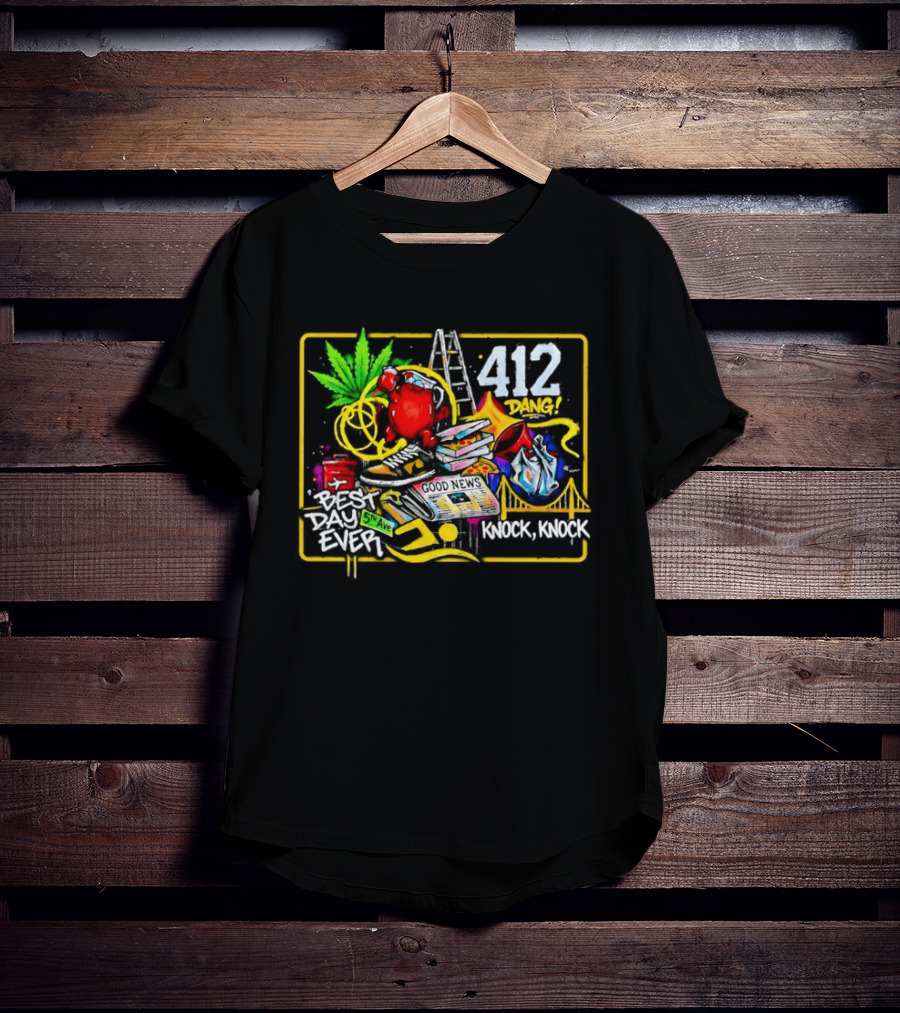 Good News Best Day Ever 412 Knock Knock Dang Graffiti Vibes T-Shirt