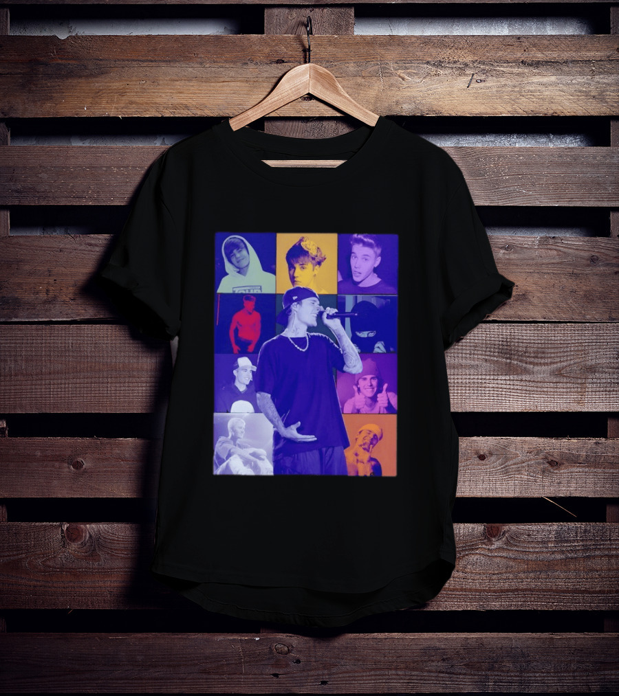 Justin Bieber The Eras Tour Concert Retro Photo Collage T-Shirt
