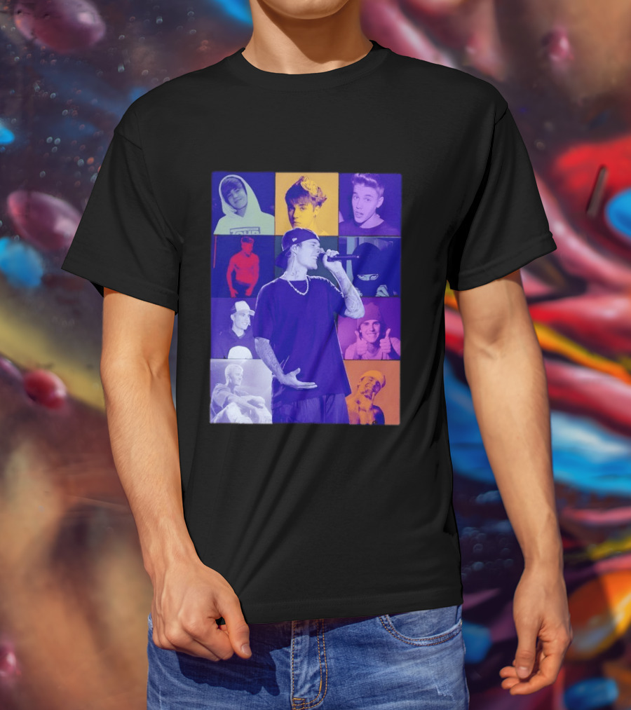 Justin Bieber The Eras Tour Concert Retro Photo Collage T-Shirt