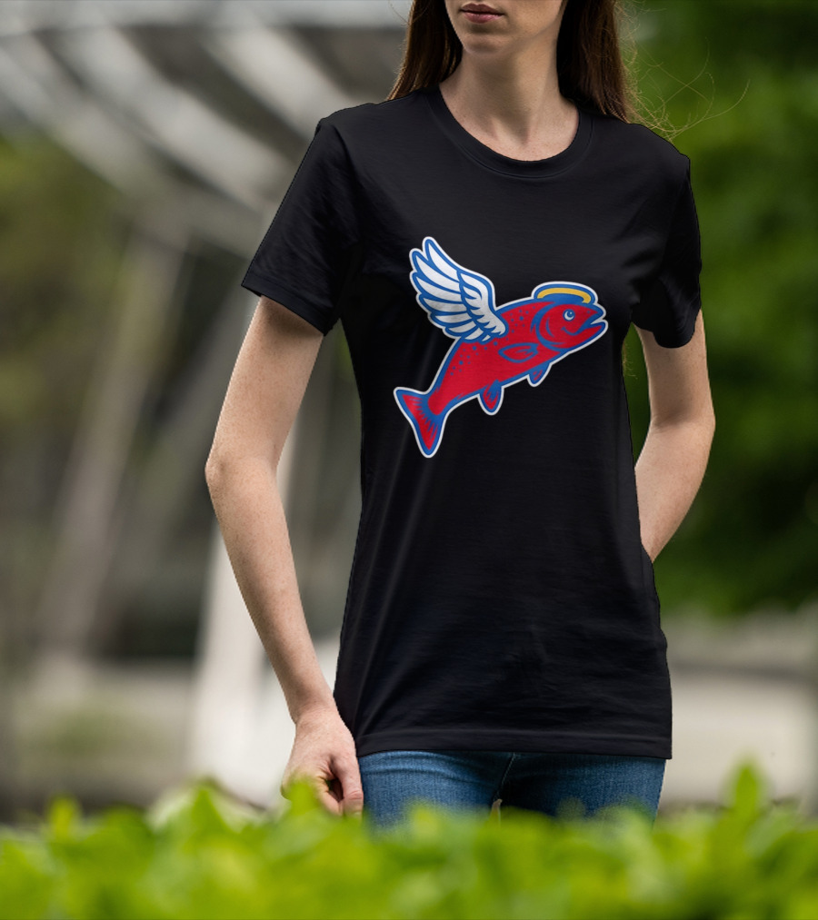 Los Angeles Angels Baseball Flying Fish With Halo And Wings T-Shirt