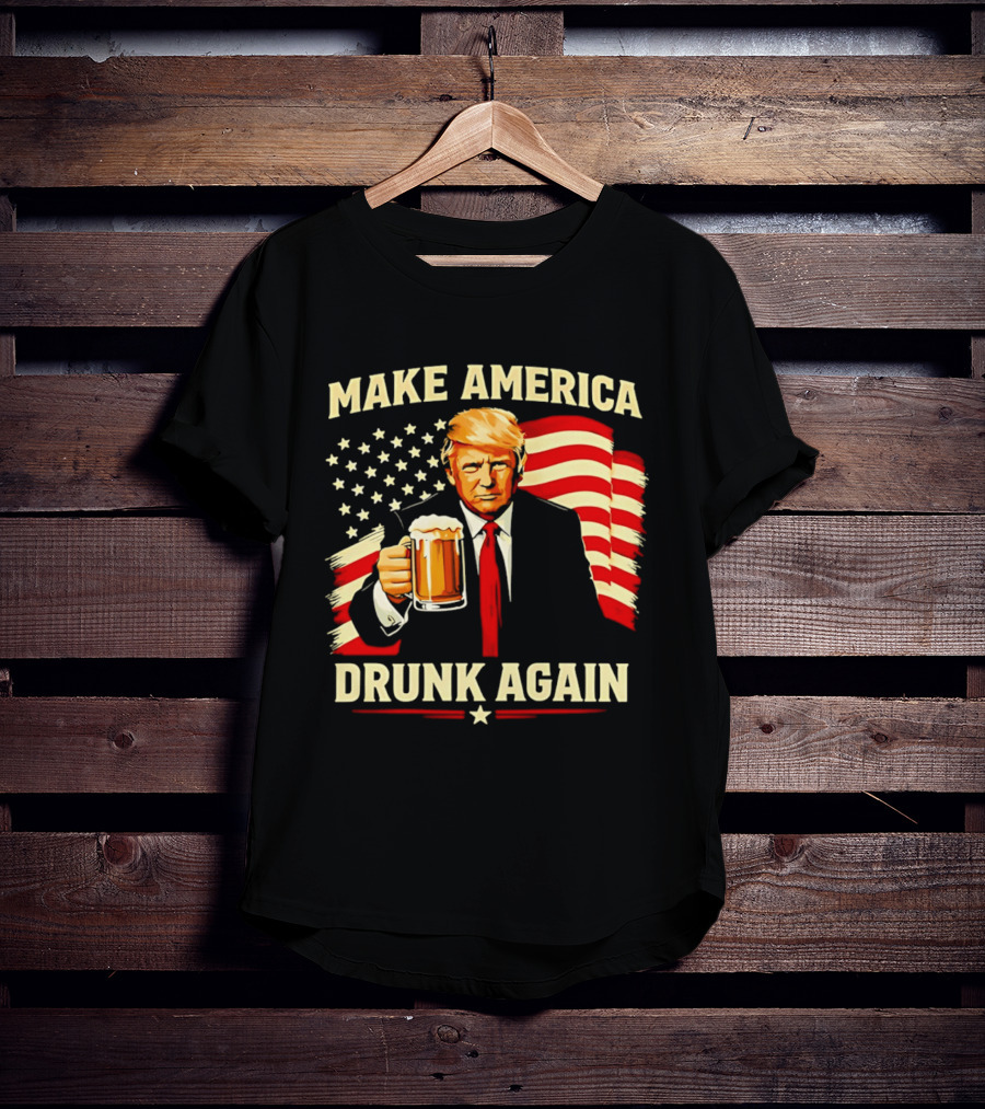 Patriotic Trump Make America Drunk Again Flag Beer T-Shirt