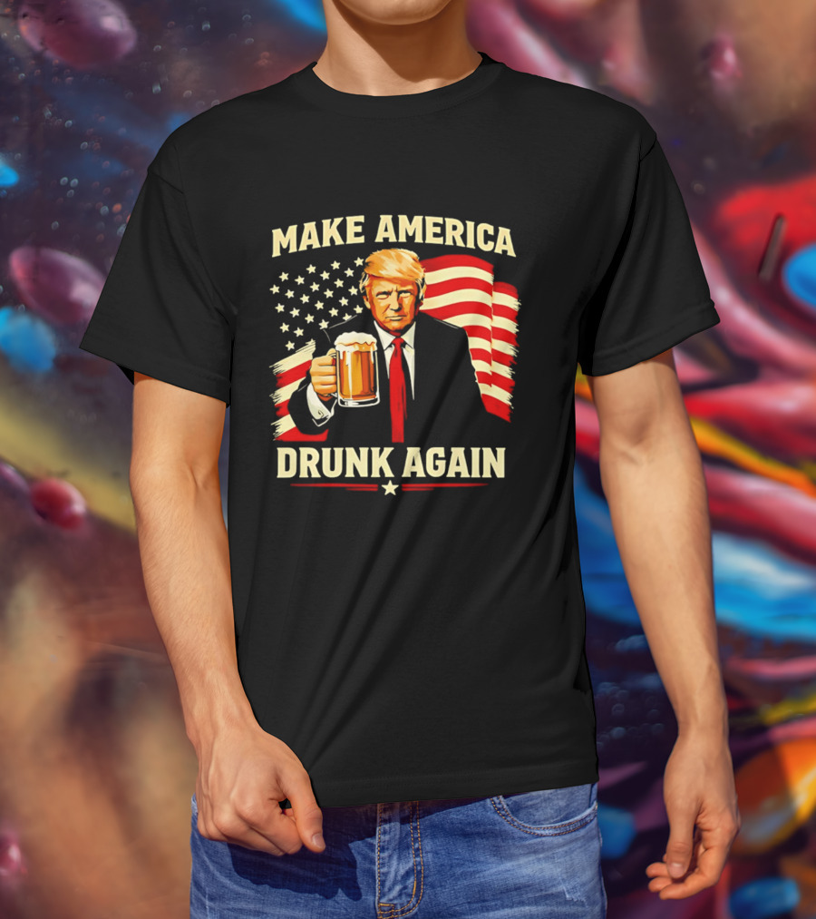 Patriotic Trump Make America Drunk Again Flag Beer T-Shirt