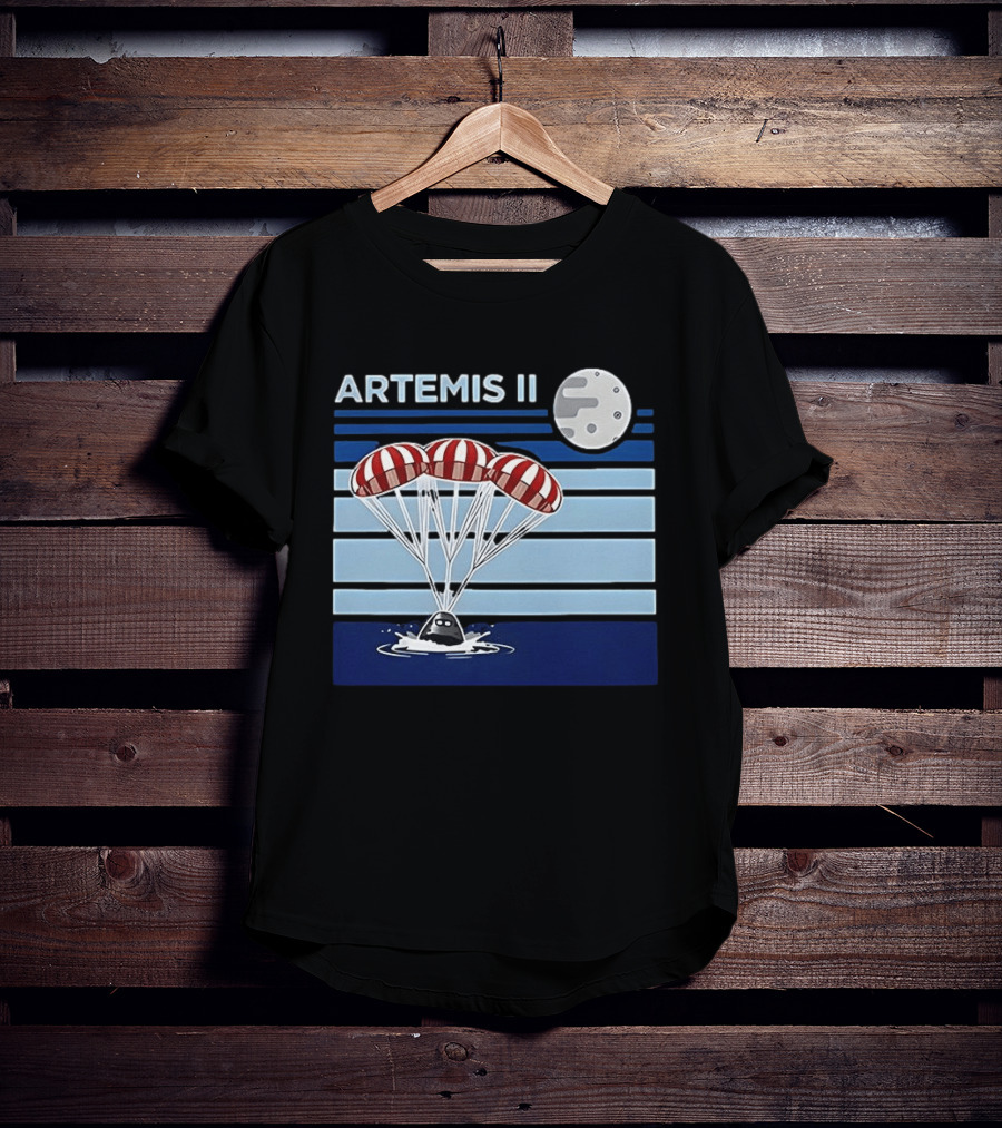 Artemis II Splashdown 2026 Orion Spacecraft Landed With Moon Parachute Scene T-Shirt