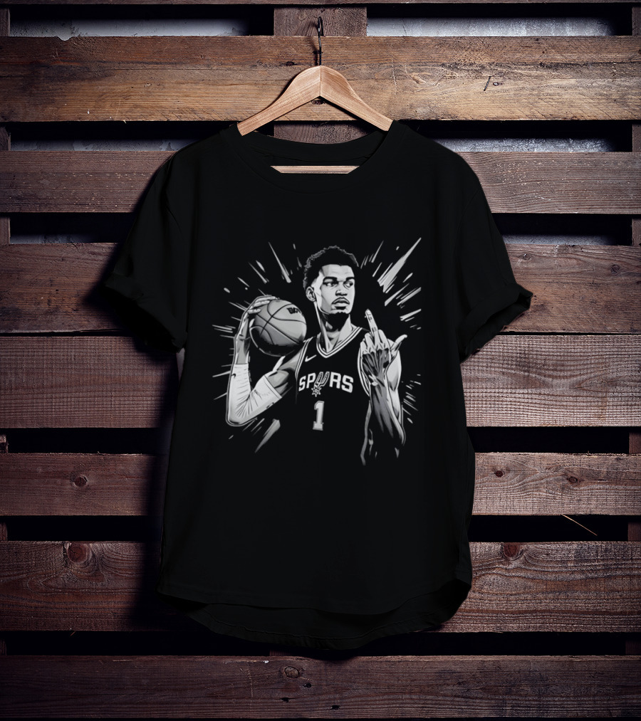 Victor Wembanyama San Antonio Spurs Basketball Middle Finger Bold Hype T-Shirt