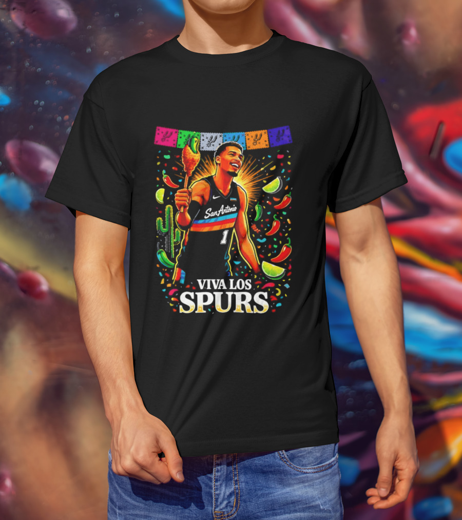 Viva Los Spurs Victor Wembanyama San Antonio Basketball NBA Fiesta Celebration T-Shirt