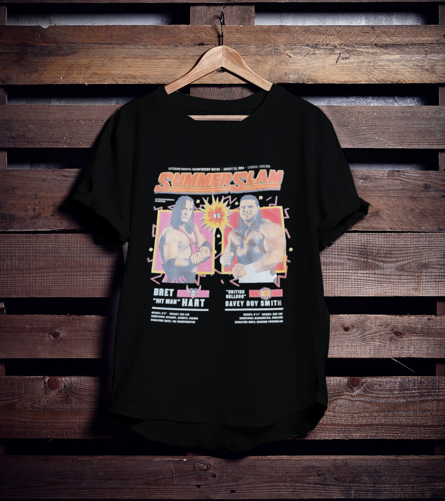 WWE SummerSlam 1992 Bret Hart Vs Davey Boy Smith Ultimate Match T-Shirt