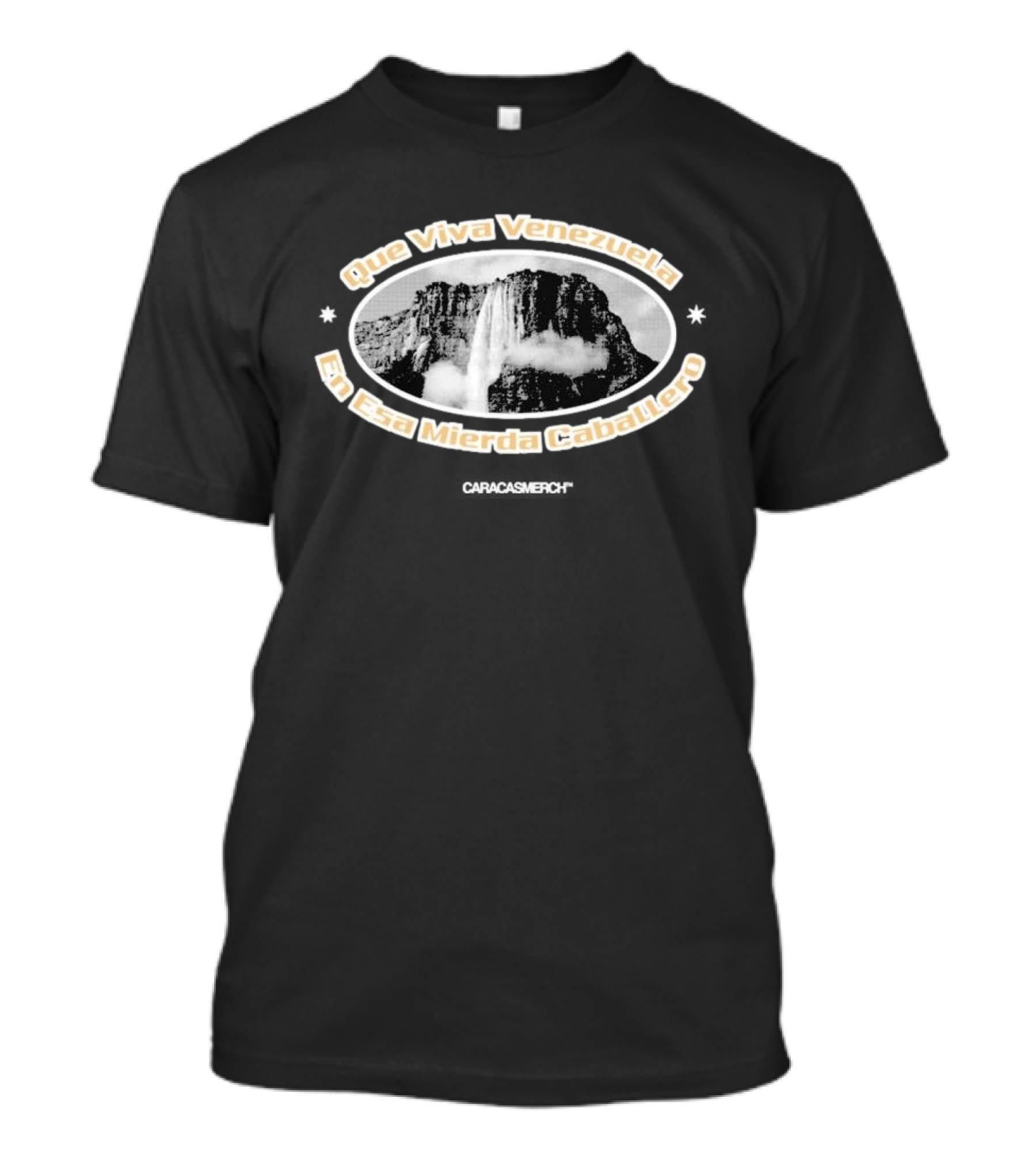 Que Viva Venezuela En Esa Mierda Caballero Black Boxy T-Shirt