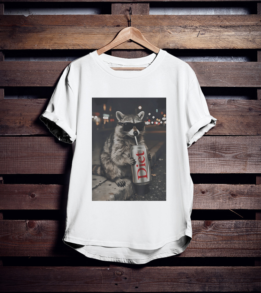 Raccoons Diet Soda Gen Z Dank Meme Raccoon With Sunglasses And Soda Can T-Shirt