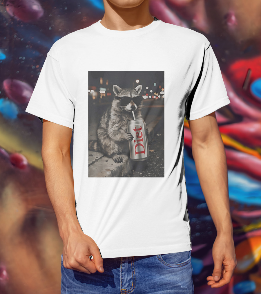 Raccoons Diet Soda Gen Z Dank Meme Raccoon With Sunglasses And Soda Can T-Shirt