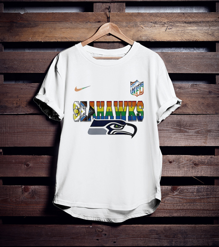 Seattle Seahawks Rainbow Pride NFL Peanuts Collaboration Snoopy Nike T-Shirt