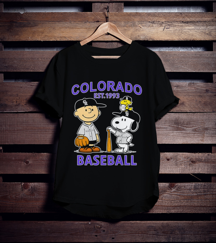 Charlie Brown Snoopy Woodstocks Colorado Baseball EST 1993 T-Shirt
