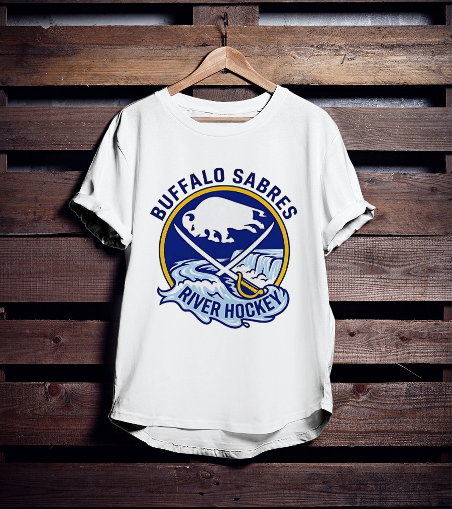 Buffalo Sabres River Hockey White Buffalo And Swords T-Shirt