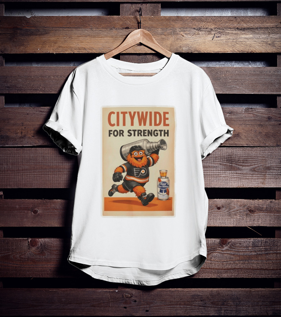 Citywide For Strength Philadelphia Flyers Gritty Pabst Blue Ribbon Stanley Cup T-Shirt