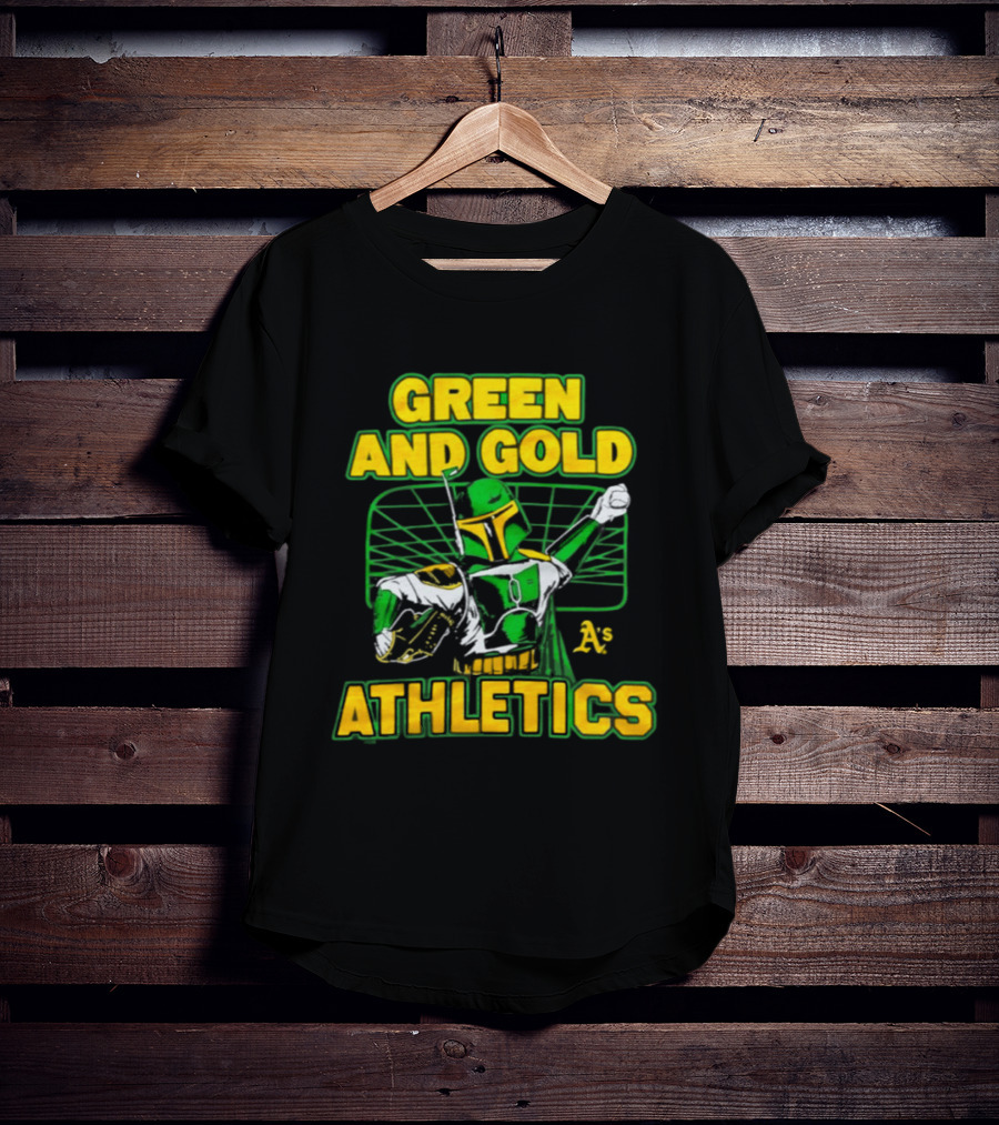 Green And Gold Athletics Dark Side Star Wars Bounty Hunter T-Shirt