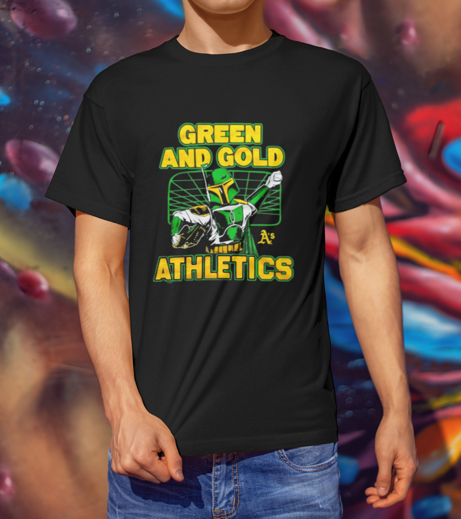 Green And Gold Athletics Dark Side Star Wars Bounty Hunter T-Shirt