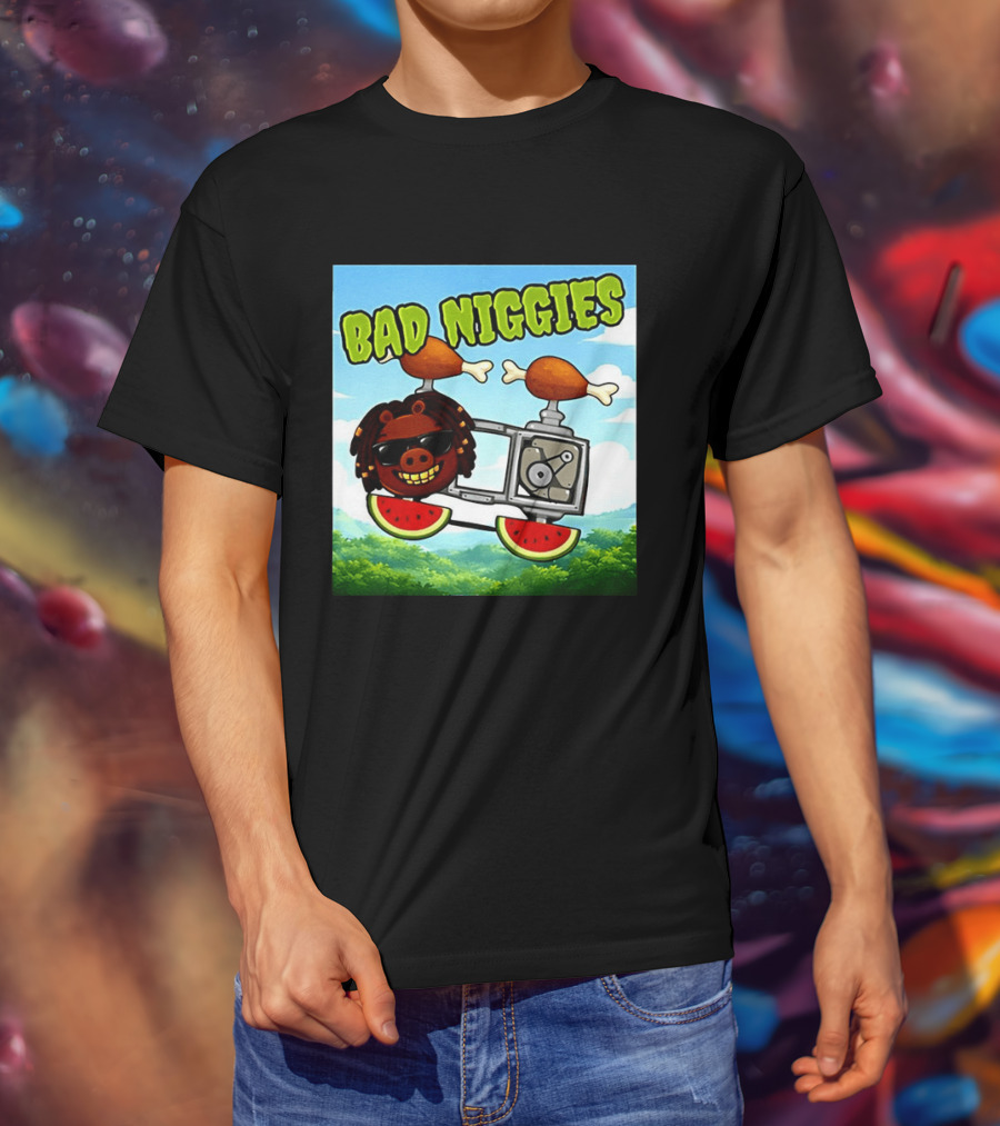 Bad Niggies Angry Birds Parody Flying Pig T-Shirt