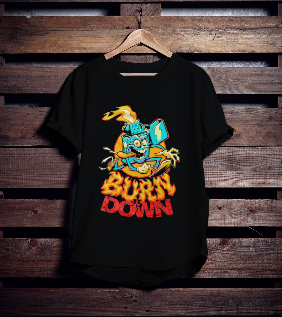 Burn It Down Lighter Mascot With Flames T-Shirt