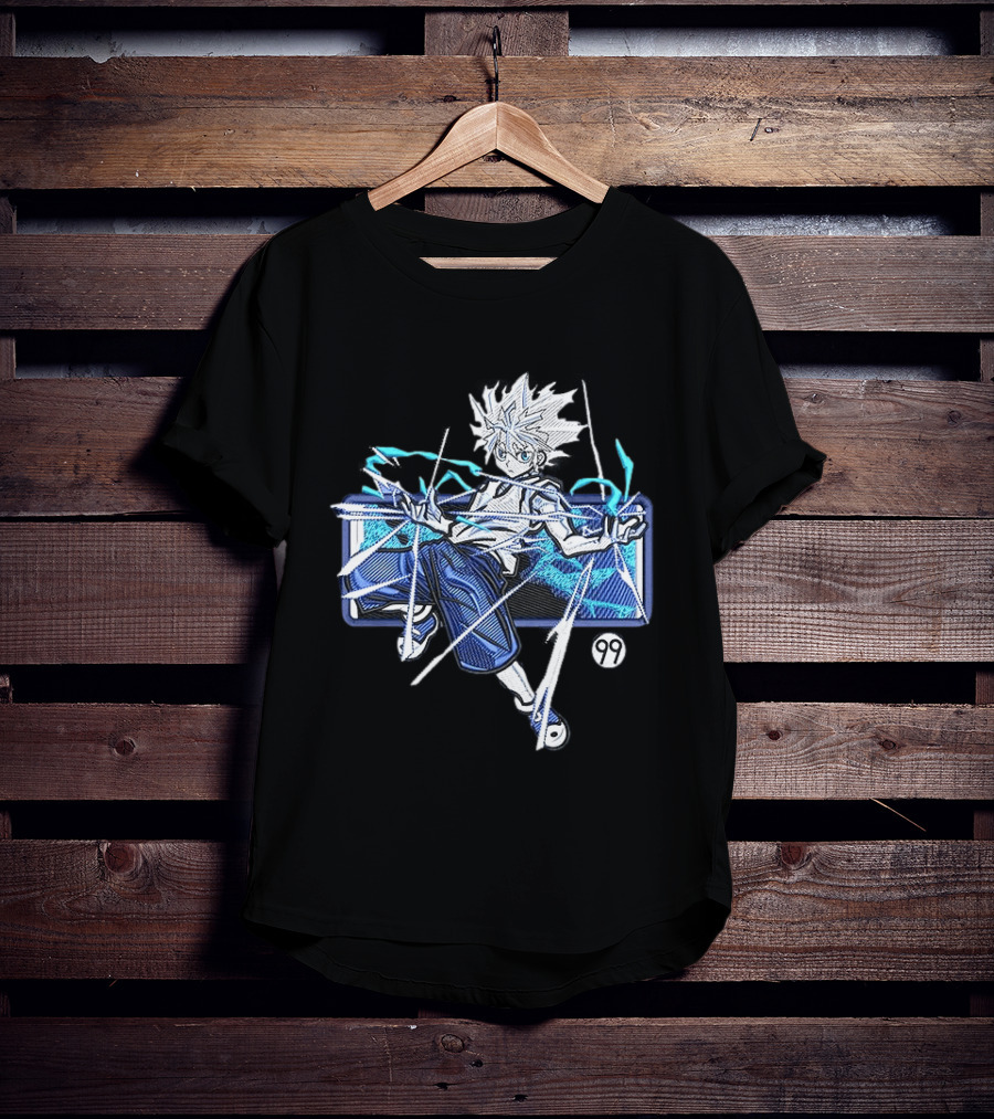 Hunter X Hunter Killua 99 Anime Graphic Manga Style Electric Aura T-Shirt