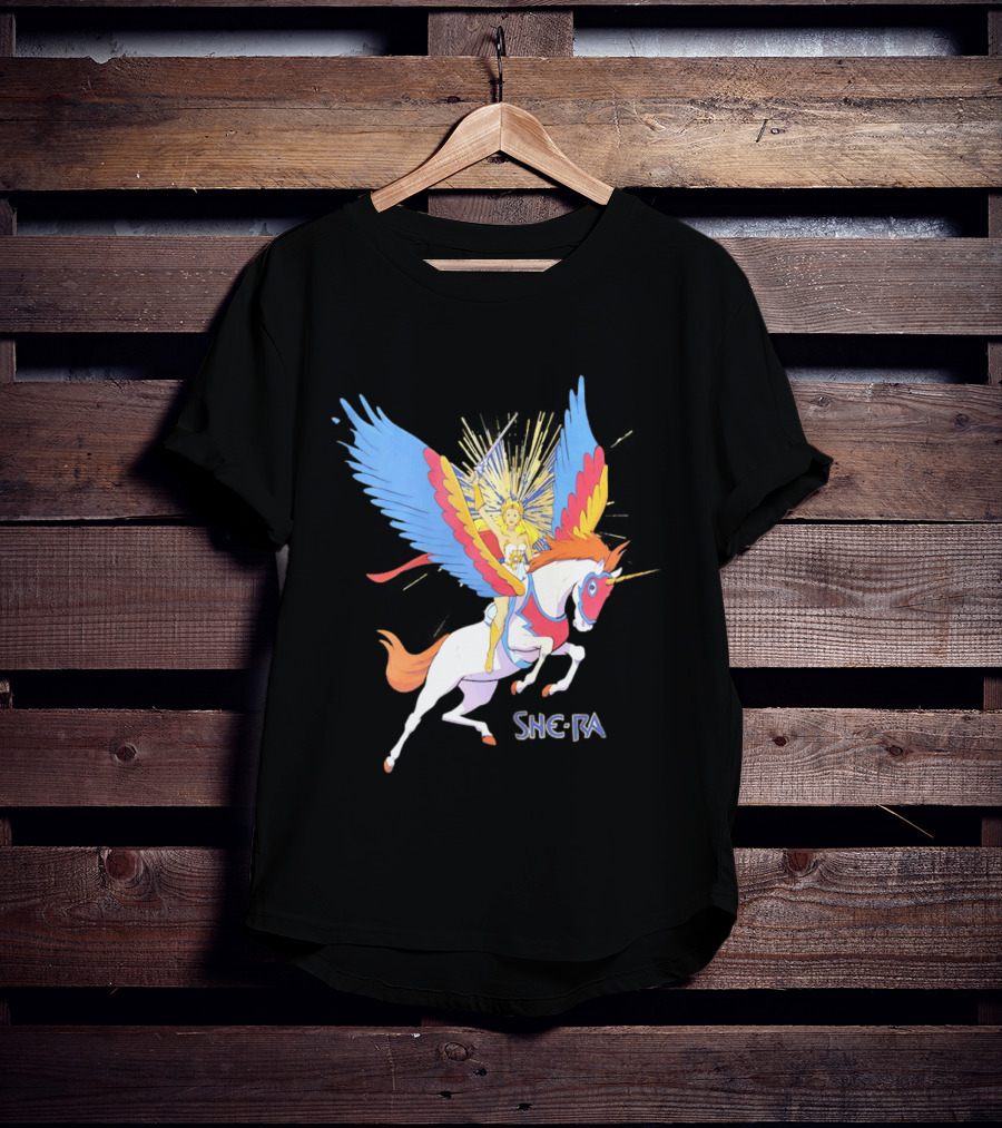 She Ra Riding Swift Wind Pegasus Unicorn Adventure T-Shirt