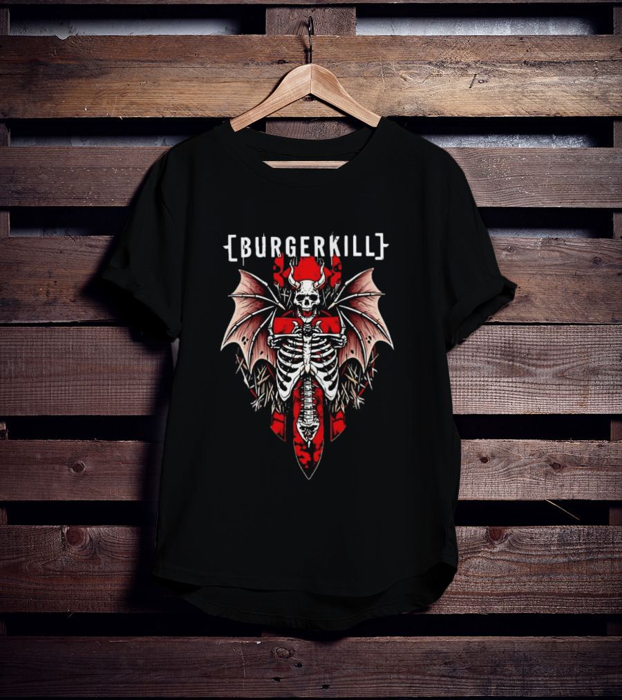 Burgerkill Skeleton Wings Red Demon Bat T-Shirt