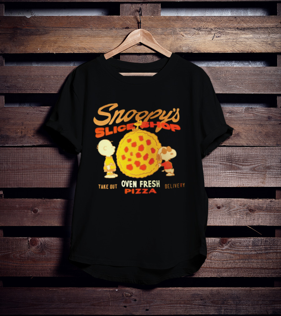 Snoopy's Slice Shop Oven Fresh Pizza Take Out Delivery T-Shirt