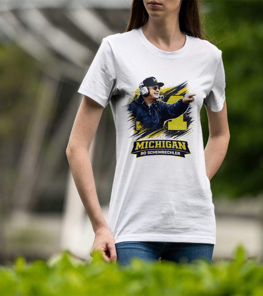Bo Schembechler Michigan Wolverines Coach Iconic M Football T-Shirt