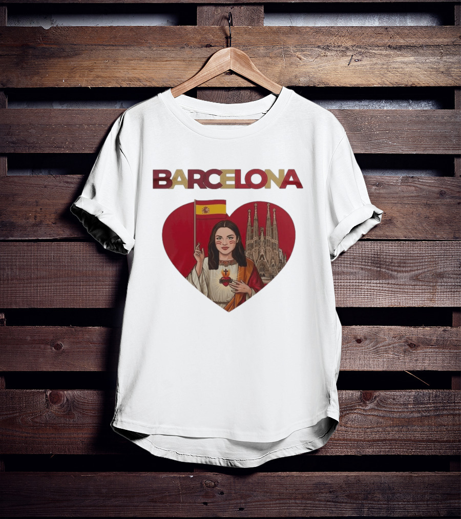 Barcelona Heart Flag Sagrada Familia Olivia Rodrigo Collaboration T-Shirt